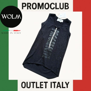 Екстравагантна дамска блуза без ръкави WOLM PROGRESIVE с перфорации и камъни, 100% памук, size S, Италия